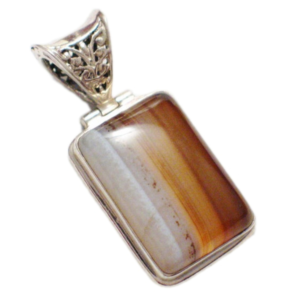 Amber Longitude | Sterling Silver Pendant w/ Agate